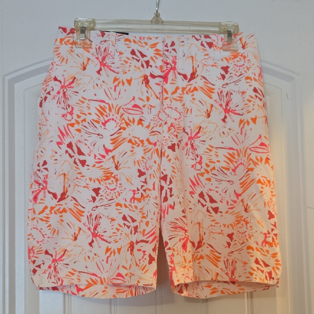 Under Armour Women's Splatter Print Shorts in White, Pink, & Orange